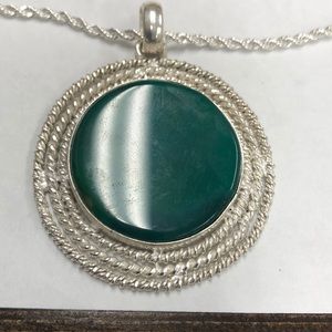Necklace sterling silver‎ necklace green pendant